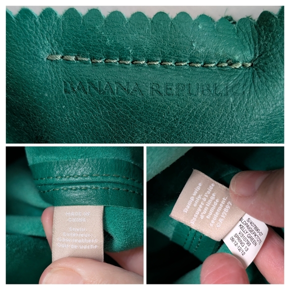 Banana Republic | Paige Pinking Sheers Tote, Kelly Green Leather Purse - Picture 8 of 16